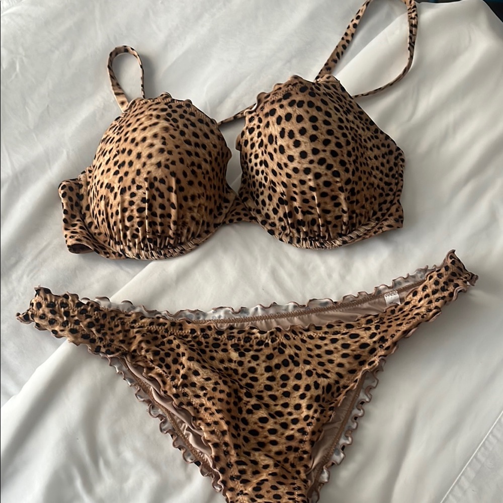 Shade & Shore Brown and Black Leopard Print Bikini